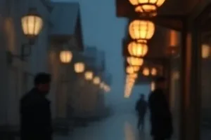 深夜面包车封面：空旷公路上行驶的小型面包车尾灯